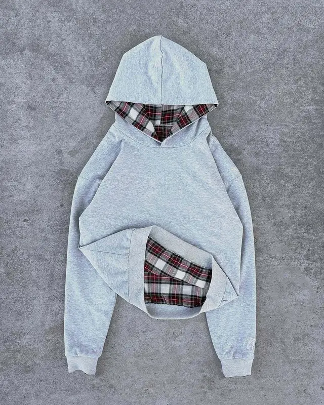 Hip Hop Double sided Retro Plaid Casual Sweater Light Gray - Shop at LoveMi