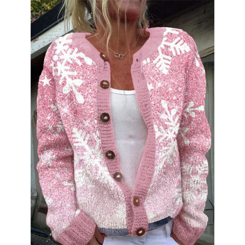 New Christmas 3D Digital Printing Women Cardigan Coat Outerwear Female Dz169294Lyjpink - Shop at LoveMi