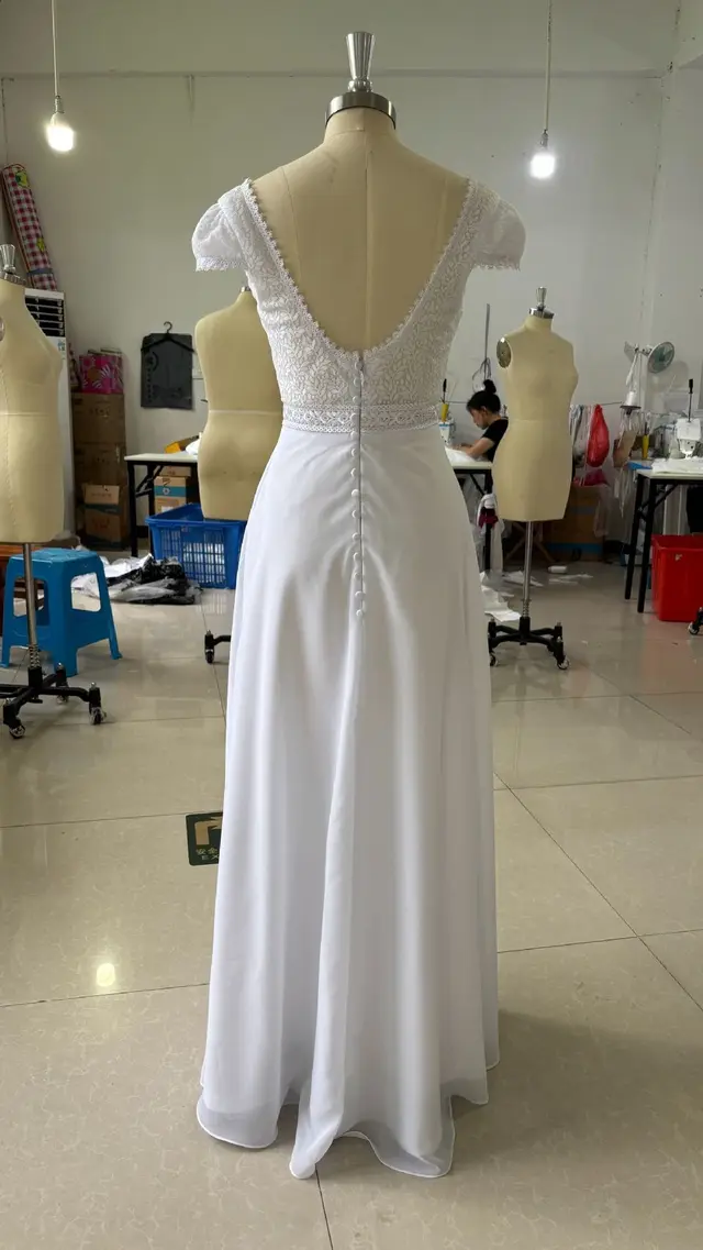 Bohemian Bridal Wear V neck Backless Chiffon Dress Small Trailing Temperament White - Shop at LoveMi
