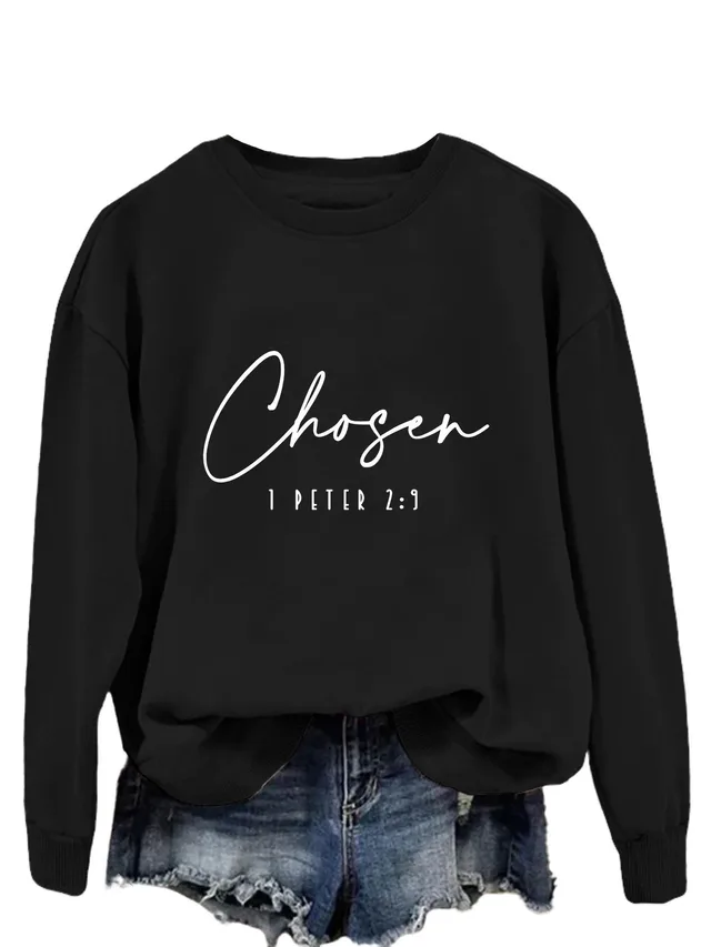 Fashion Trendy Sweater Plus Size Women's Clothing Black White Font - Shop at LoveMi