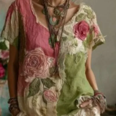 V neck Pullover T shirt Casual Top Mixed Color M - Shop at LoveMi