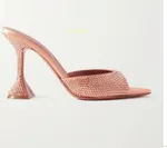 Peep Toe Pointed Toe Open Toe Rhinestone High Heel Shoes - Pink