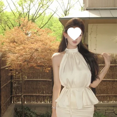 French Satin Halter Sleeveless Vest Top For Women Apricot Top - Shop at LoveMi