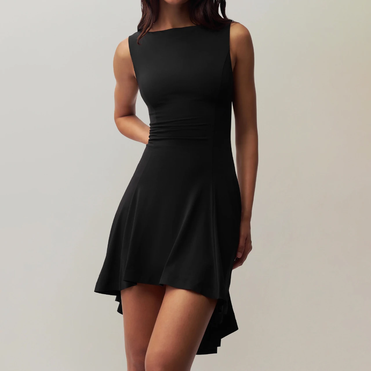 Sleeveless Sexy Off-neck Dress Waist Slimming Back - Black