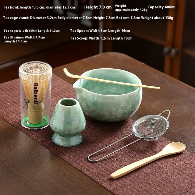Crystal Glaze Matcha Japanese Style Kung Fu Tea Set Accessories Cyan - Shop at LoveMi
