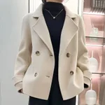 Short Handmade Fall Winter Coat Loose - Oatmeal Color-3Xl