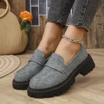 Retro Platform Loafers Casual Versatile Single-layer Shoes - Grey