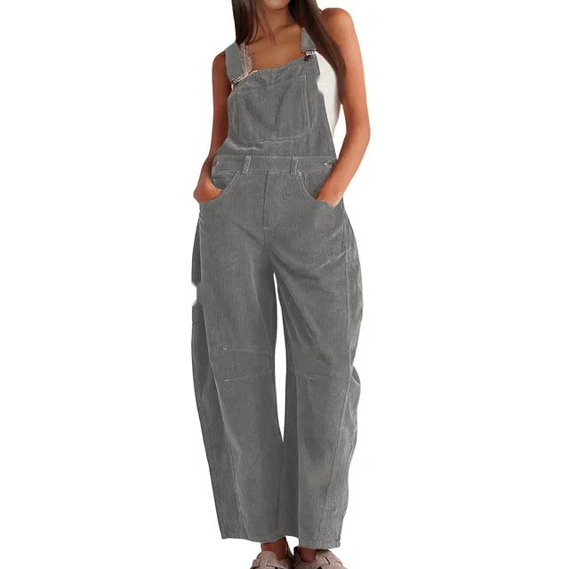 European And American Bib Women's Fashion Jumpsuit Women's Loose New Gray - Shop at LoveMi