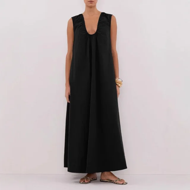 Women's Niche Pleated V neck Vest Skirt Black - Shop at LoveMi