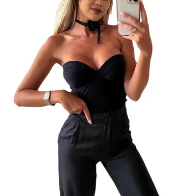 Sexy Fashion Chest wrapped Solid Color Bodybuilding Jumpsuits Briefs Black - Shop at LoveMi