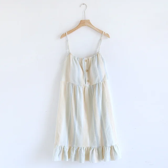 Sweet Floral Suspender Skirt Cotton Pajamas - Magic Color