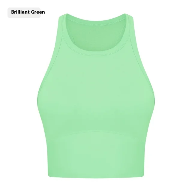 Elastic Yoga Clothes Suit Ankle length Pants Vest Dazzling Green - Shop at LoveMi