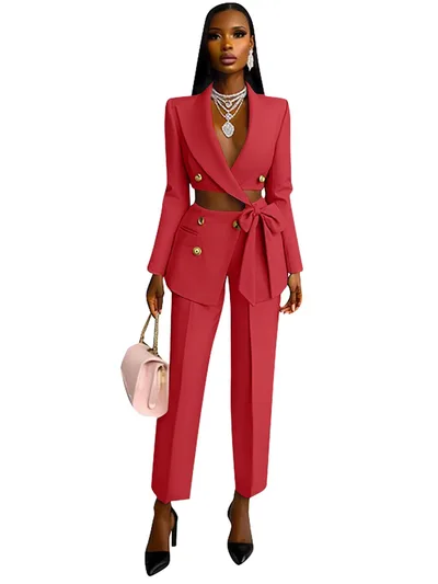 Fashion Casual Set Women's Clothing Red - Shop at LoveMi