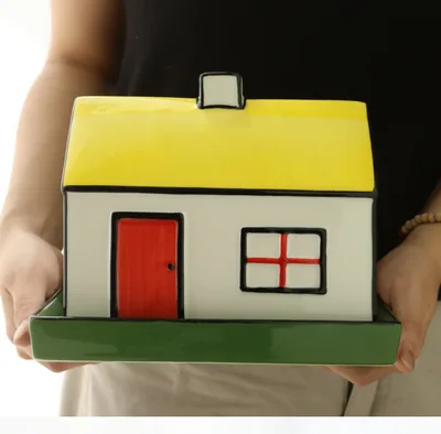 Line Cottage Hand painted 2D Small House Ceramic Tissue Box Red - Shop at LoveMi
