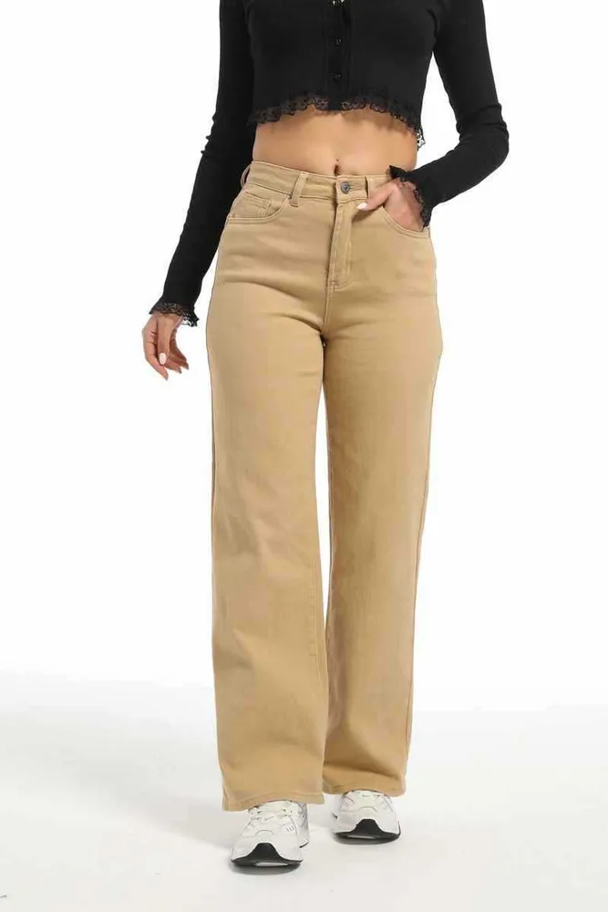 Autumn Straight Jeans Women's Wide Leg - Khaki - View 1