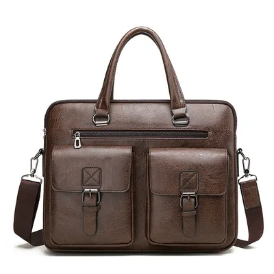 Laptop Men's Briefcase Computer Crossbody Business Brown - Shop at LoveMi