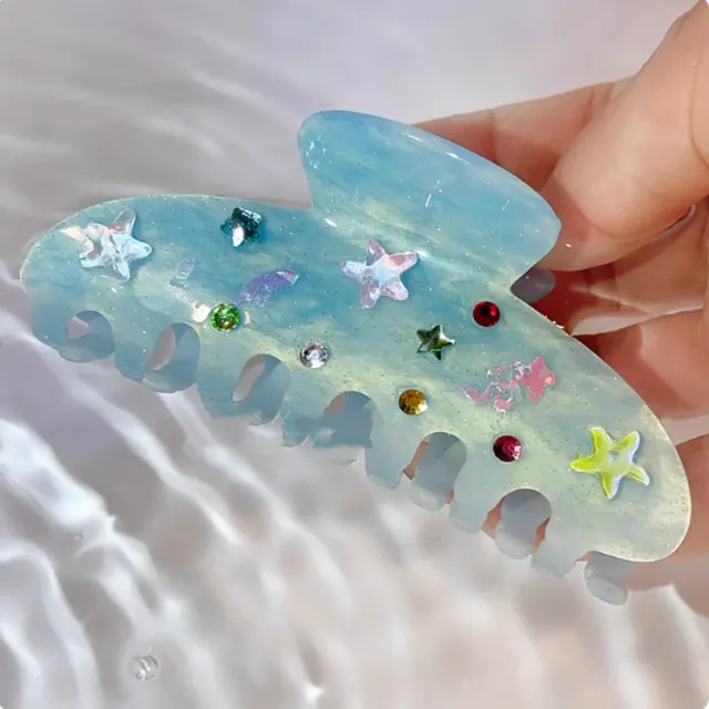 Ocean Style Niche Design Acetate Shark Clip Blue Galaxy - Shop at LoveMi