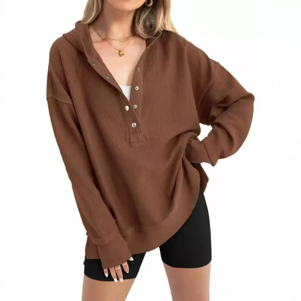 Autumn And Winter Solid Color Loose Raglan Sleeve Sweater - Coffee