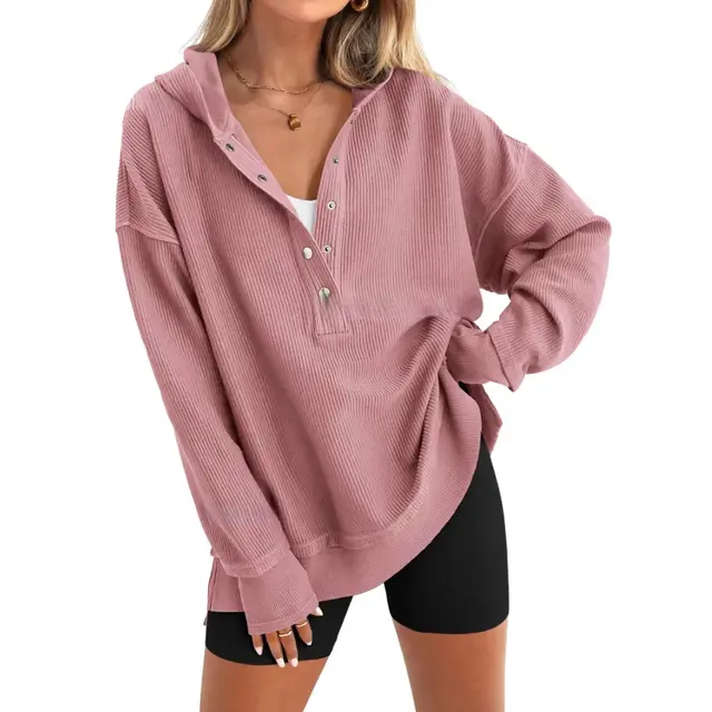 Autumn And Winter Solid Color Loose Raglan Sleeve Sweater Peach - Shop at LoveMi