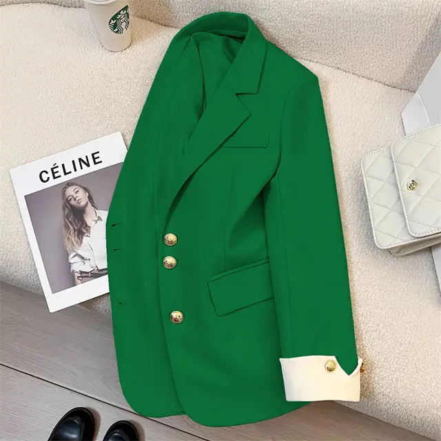 Coat For Women Korean Style Sense Of Design Minority Fashion Temperament Commute Emerald Green - Shop at LoveMi