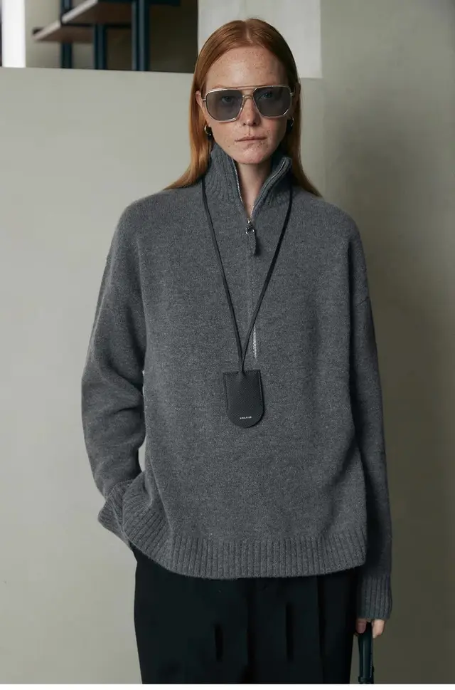 Loose Lapels Top Bandage Dress Autumn And Winter Mountain Rain Gray - Shop at LoveMi