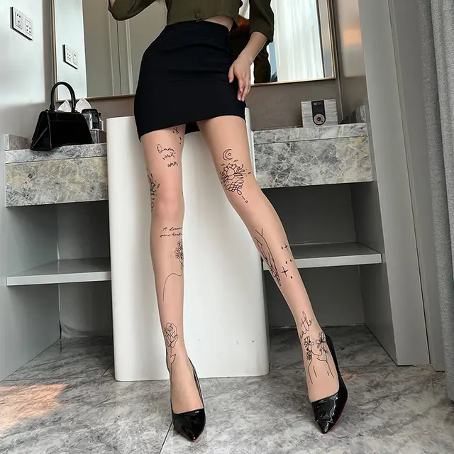 Jacquard Anti snagging Silk Does Not Fade Arbitrary Cut Thin Pantyhose Skin Color Printing - Shop at LoveMi