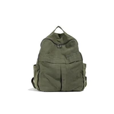 New Washed Canvas Backpack Women's Large Capacity Retro Trendy College Student Green - Shop at LoveMi