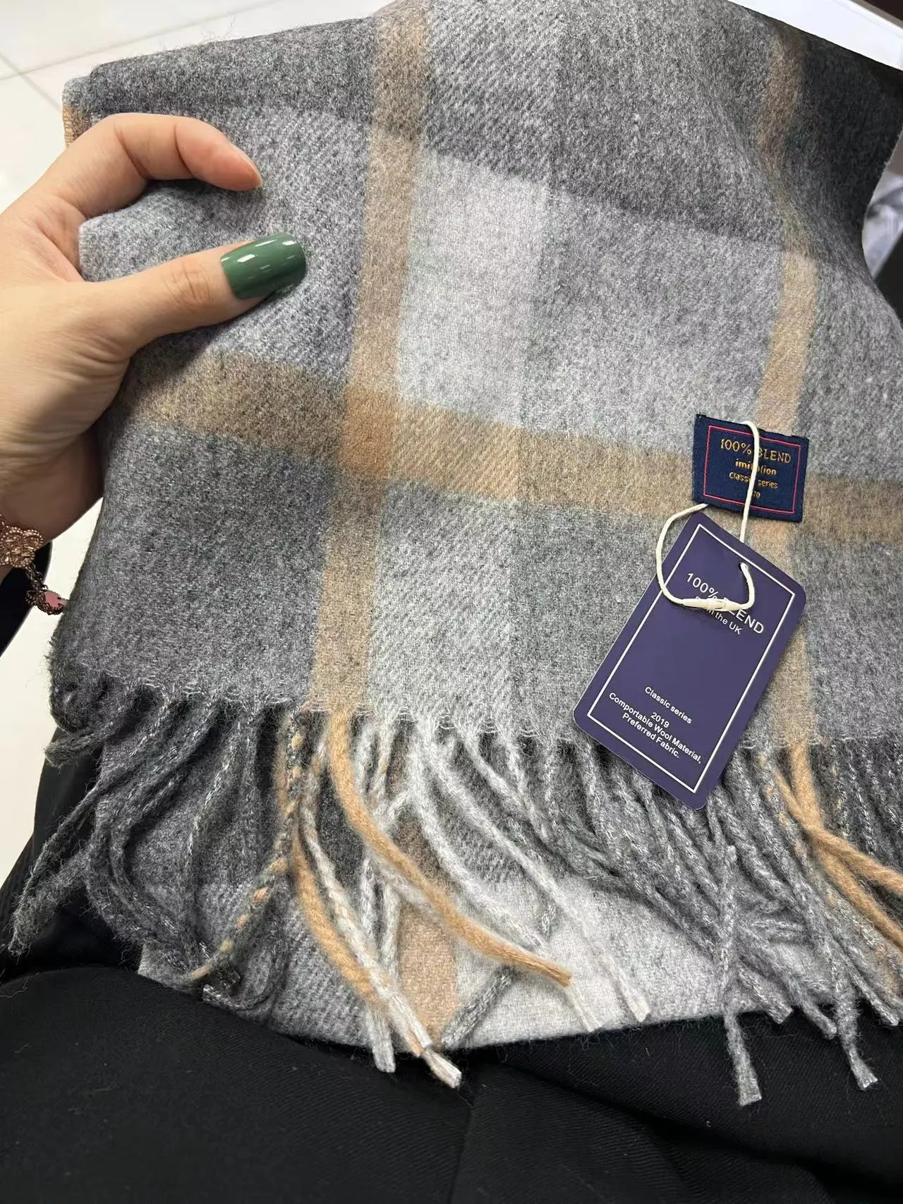 Unisex Cashmere-like Plaid Light Luxury Scarf - 18 Gray And Yellow Plaid