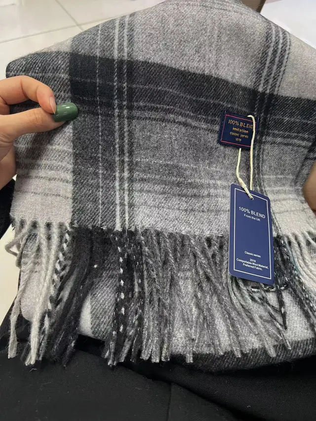 Unisex Cashmere like Plaid Light Luxury Scarf 19 Black And Gray Stripes - Shop at LoveMi