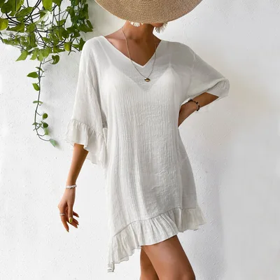 Beach Cover up Skirt Sun proof Skirt Back Butterfly White - Shop at LoveMi