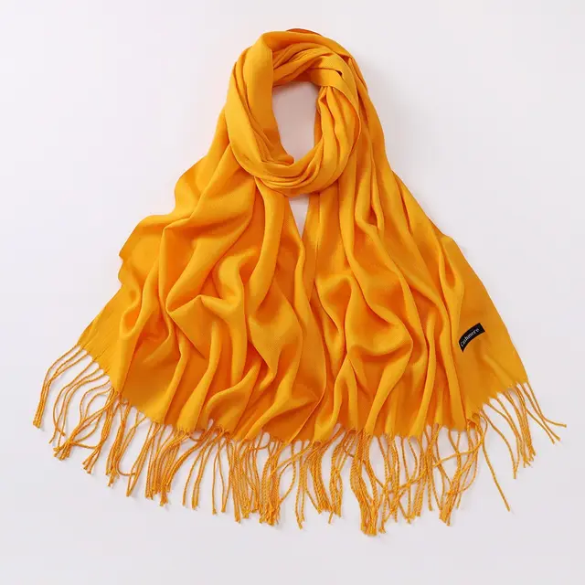 Autumn And Winter Cashmere like Solid Color Long Scarf Orange - Shop at LoveMi