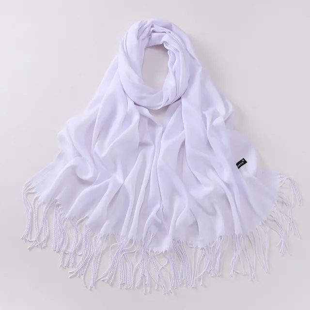 Autumn And Winter Cashmere like Solid Color Long Scarf White - Shop at LoveMi