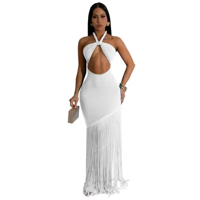 Summer Tassel Stitching Tube Top Dress White - Shop at LoveMi