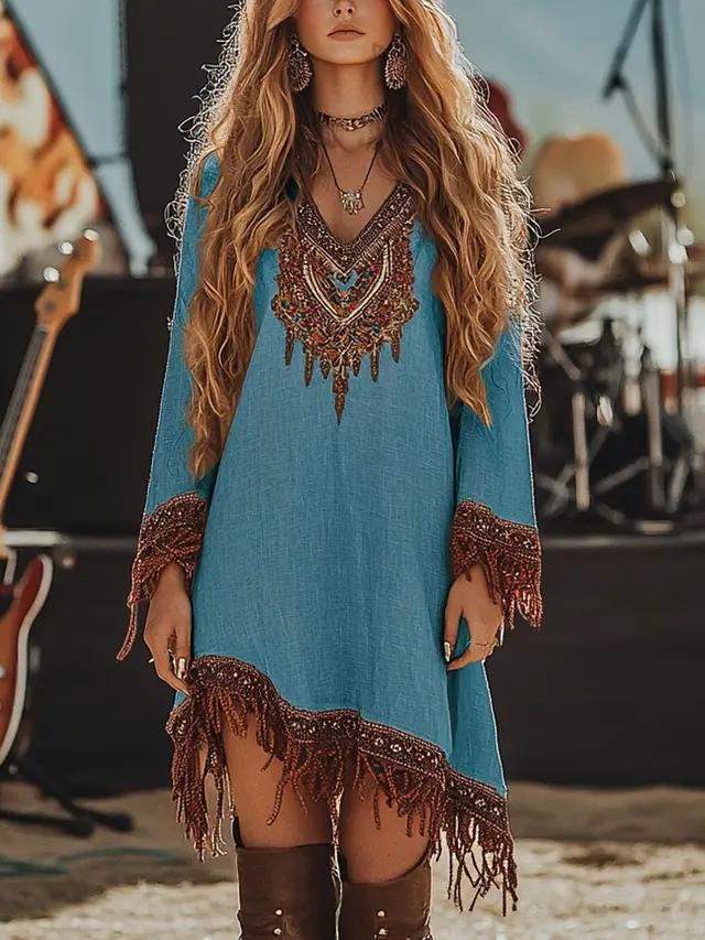 Lace Loose Print Dress Girls Peacock Blue - Shop at LoveMi