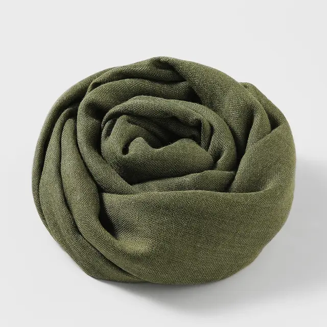 Artistic Sunscreen Solid Color Cotton And Linen Scarf 8 Army Green - Shop at LoveMi