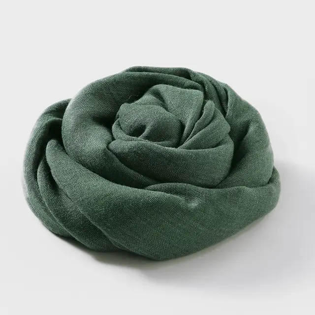 Artistic Sunscreen Solid Color Cotton And Linen Scarf Green - Shop at LoveMi