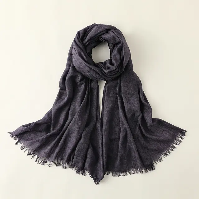 Artistic Sunscreen Solid Color Cotton And Linen Scarf Purple - Shop at LoveMi