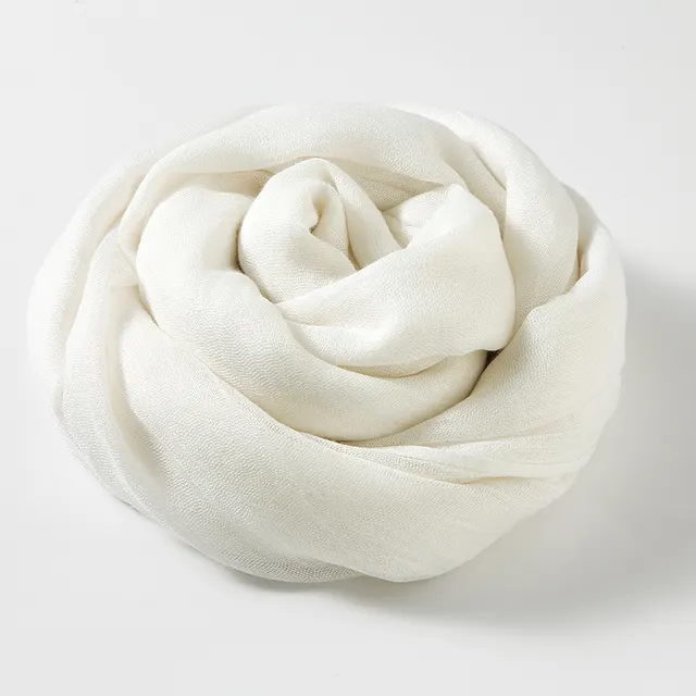 Artistic Sunscreen Solid Color Cotton And Linen Scarf White - Shop at LoveMi
