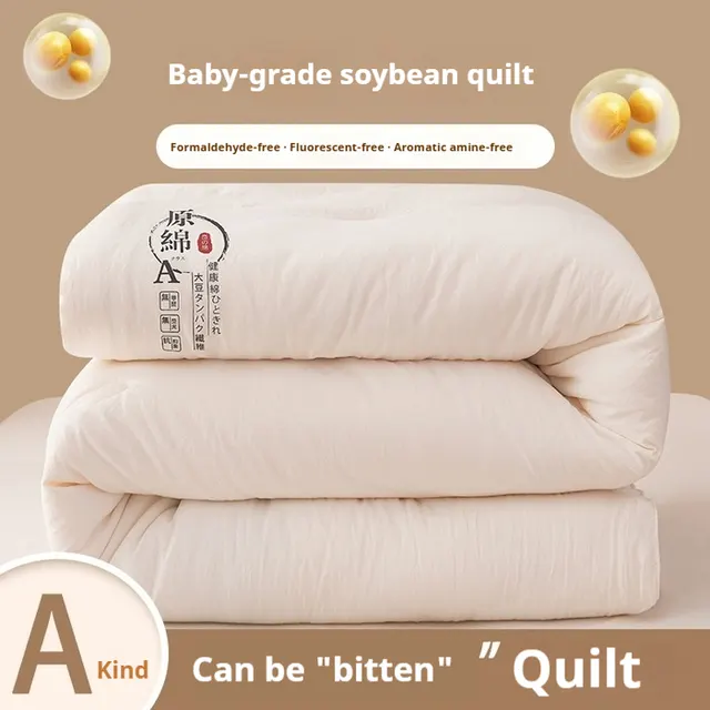 Class A Antibacterial Quilt Warm Single Double Four Seasons Raw Cotton White - Shop at LoveMi