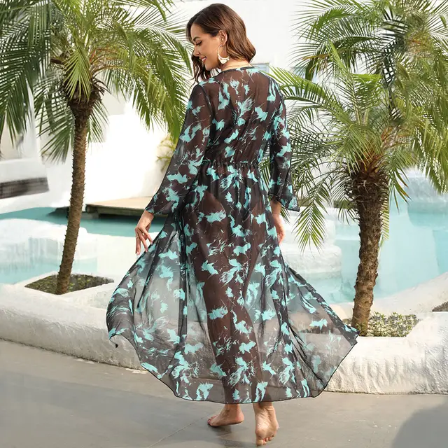 European And American Plus Size Seaside Beach Sun Protection Cardigan Black - Shop at LoveMi