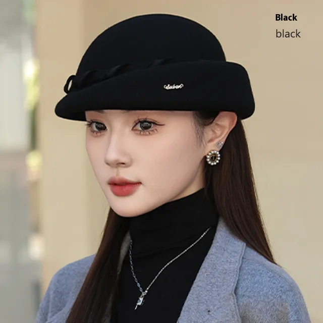 French Hepburn Style Woolen Beret Artistic Australian Wool Black - Shop at LoveMi