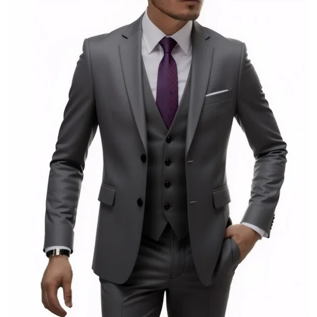 European And American Men's New Business Casual Suit Set Dark Gray Suit - Shop at LoveMi