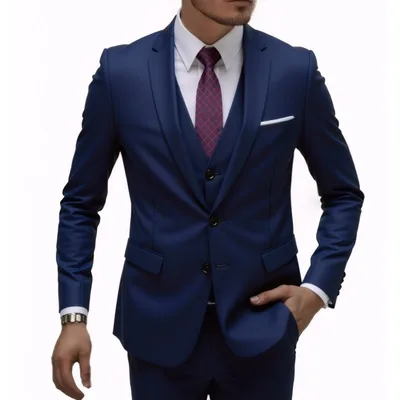 European And American Men's New Business Casual Suit Set Navy Blue Suit - Shop at LoveMi