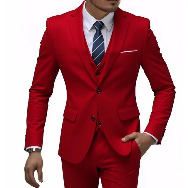 European And American Men's New Business Casual Suit Set Red Suit - Shop at LoveMi