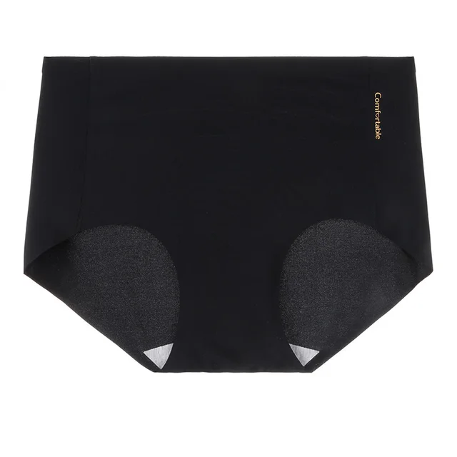 Ice Silk Underwear For Women Traceless Mid Waist Cotton Crotch Antibacterial Black - Shop at LoveMi