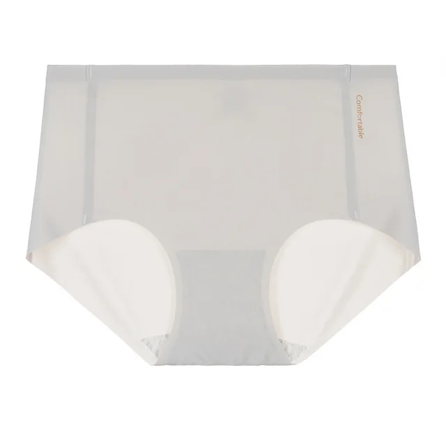 Ice Silk Underwear For Women Traceless Mid Waist Cotton Crotch Antibacterial Light Gray - Shop at LoveMi