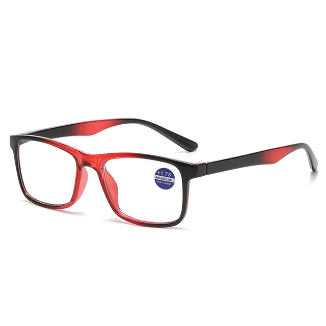 Presbyopic Glasses Female Small Square Box Plain Black And Red Frame - Shop at LoveMi