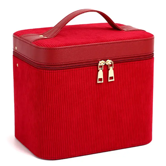 Large Capacity Cosmetic Case Portable Storage Box Red - Shop at LoveMi