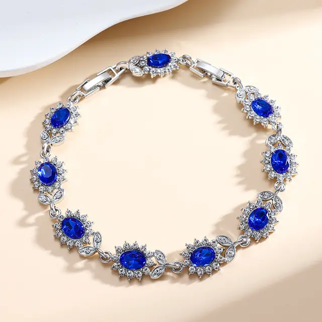 Personality Trend Women's Simple Inlaid Zircon Bracelet Sapphire Bracelet - Shop at LoveMi