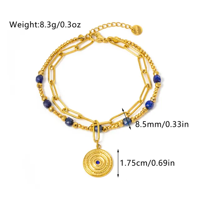 New Natural Green Gold Stone Bracelet Fashion Retro Bracelet03 - Shop at LoveMi